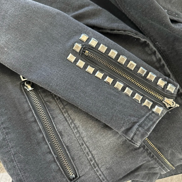 Max Jeans Black Onyx Denim Silver Stud Jacket - Picture 7 of 8